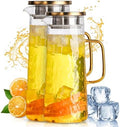 Glass Water Pitcher 2 Pack with Lid & Filter, 50 oz 1.5L Borosilicate