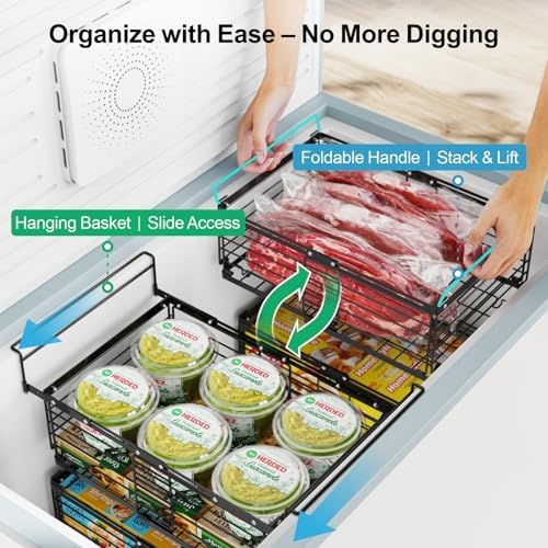 iSPECLE Freezer Organizer Bins, Adjustable, 10-20 Cu Ft