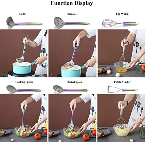 HOMQUEN Silicone Kitchen Cooking Utensils Set, 38-Piece