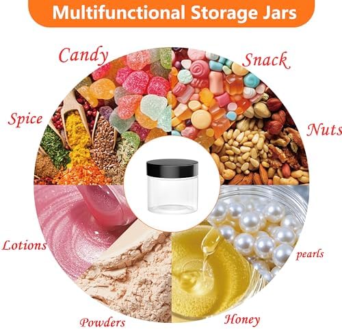 72PCS 3oz/88ml Plastic Jars with Screw On Lids Pressure Sensitive