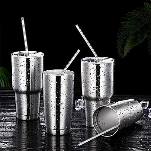 Hiware 12-Pack Reusable Stainless Steel Metal Straws with Case - Long