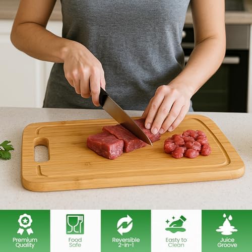 Wood Cutting Boards for Kitchen - Bamboo Cutting Board Cutting Boards