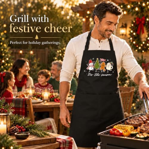 Tis the Season Winter Christmas Apron with Pockets