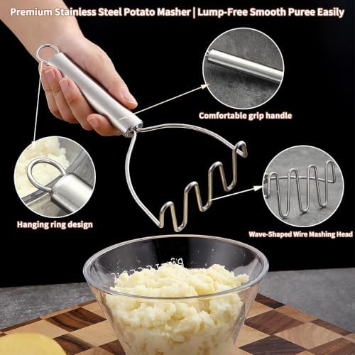 Meat Chopper Potato Masher Set of 2, Berglander Heat Resistant Meat
