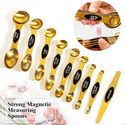 13pcs Gold Stainless Steel Measuring Cups and Spoons Set, 8