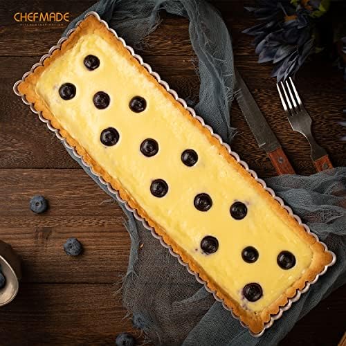 CHEFMADE Rectangle Tart Pan, 5x14-Inch with Removable Loose Bottom
