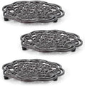 3 Pack Cast Iron Trivet, 7.7 Inch Round Heavy Duty Rustproof Trivets