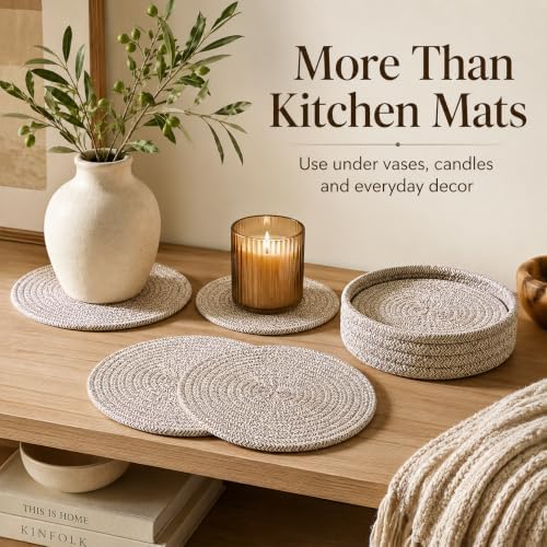 Coga Trivets for Hot Dishes, 4 Pack 7 Inch Cotton Hot Pads for Kitchen
