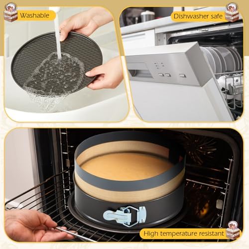 Honeydak 9 Inch Springform Pan with Silicone Baking Mat Set Non-stick