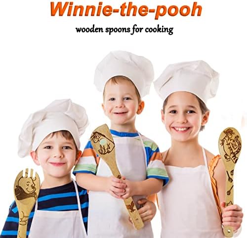 Wooden Spoons for Cooking Set of 5, Winnie Bear Gifts for Women