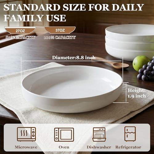 Pasta Bowls Set of 6, 8.8" 37oz Salad Serving Bowls
