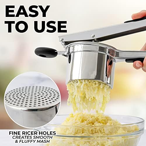 Zulay Kitchen Large 15oz Potato Ricer, Heavy Duty Stainless Steel