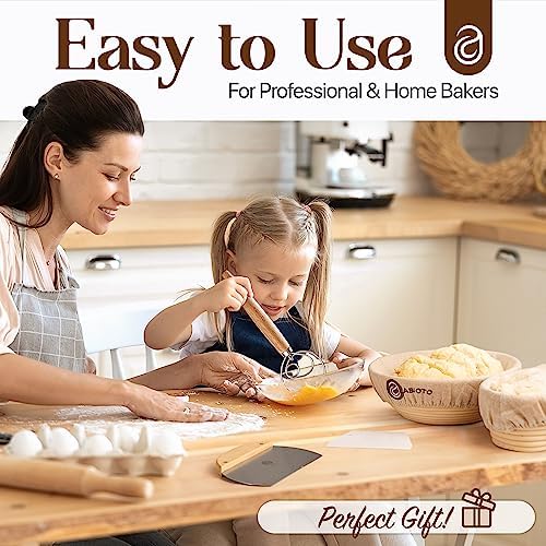 ABIOTO Sourdough Bread Baking Kit - 14-Piece Set with 10" Round & 11"