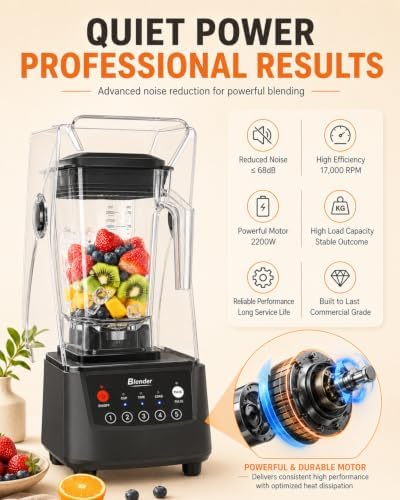 2200W Professional Countertop Blender, 2L Jar