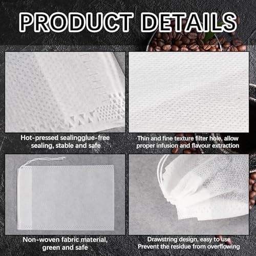 100 Pcs Cold Brew Bags 6x8 inch, No Mess Disposable Cold Brew Coffee