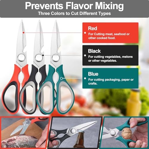 3-Pack Kitchen Scissor All Purpose Kitchen Shears Heavy Duty Scissors