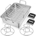 P&P CHEF 16" Roasting Pan with Rack, 7 PCS Stainless Steel Turkey Pan Rack
