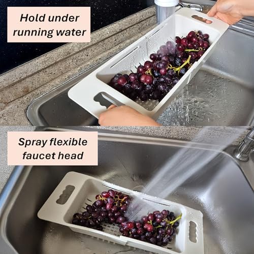 2-Pack Extendable Over the Sink Strainer Colander Basket, Expandable