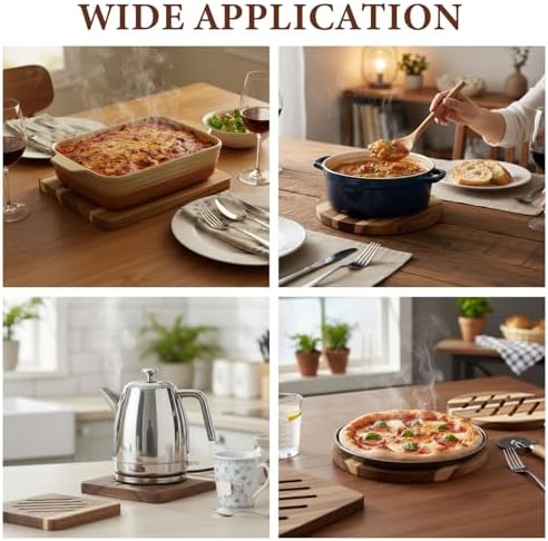 4 Pcs Acacia Trivet Mat Set 5.8inch 7inch Thicken Acacia Wood Hot Pads