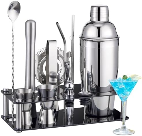 Wukuna Bartender Kit,15 Pcs Cocktail Shaker Bar Tool with Acrylic