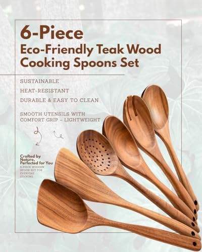 6-Piece Teak Wood Cooking Utensil Set
