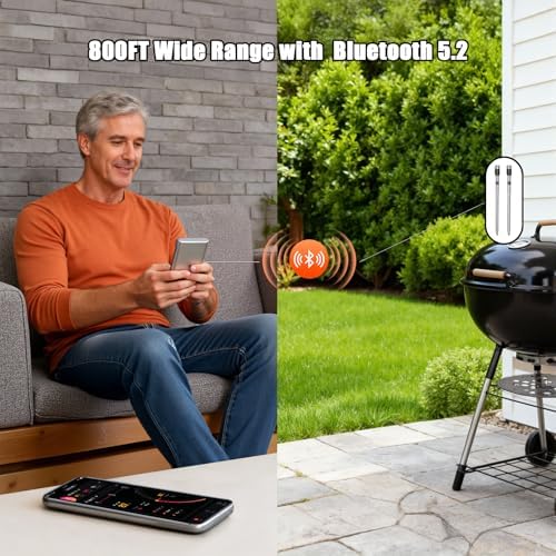 Smart Wireless Meat Thermometer, 2 Probes, 800ft Range