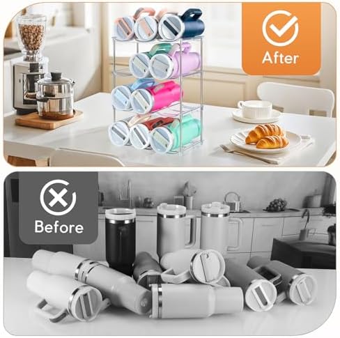 Sbosbo Water Bottle Organizer, Stackable Bottle Storage Rack, 4 Pack