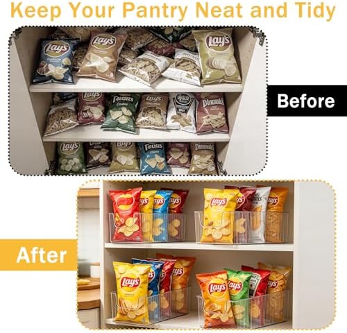 4 Pcs Chip Bag Organizer for Pantry, 4-Compartment Chip Storage