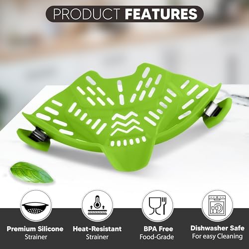 Clip On Strainer, Pot Strainer for Pasta, Vegetables, Fruit and Meat