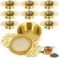 Kenaoeoe 8 Pack Gold Tea Strainers for Loose Tea with Drip Bowls 304