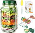 Salad Jar with Side Opening,33.8oz Portable Mason Jars with Dressing