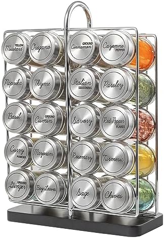 Orii 20 Jar Spice Rack Stainless Steel with Spices Included - Standing