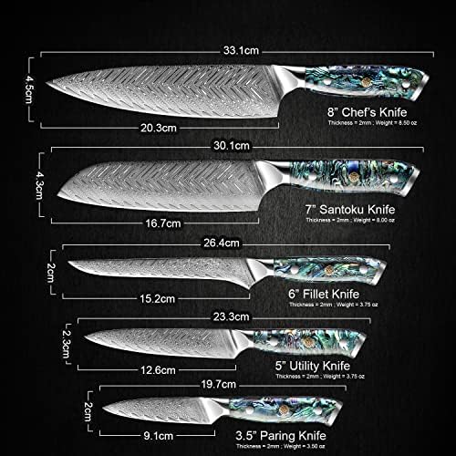 SENKEN Umi Collection 5-Piece Damascus Steel Knife Set