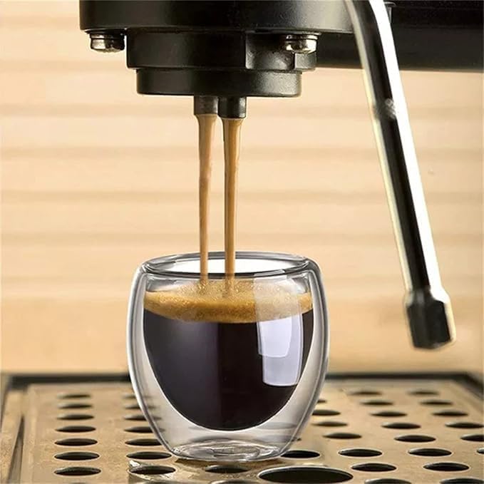 TEEM Double Wall Espresso Cups Set of 6, 2.7oz (80ml) Borosilicate