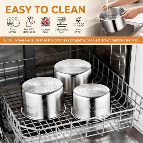 P&P CHEF Tri-Ply 9Pcs Cooking Pots and Sauce Pans Set with Removable Handle