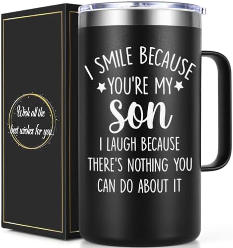 Lifecapido Son Gifts, 20oz Stainless Steel Insulated Coffee Mug, Black