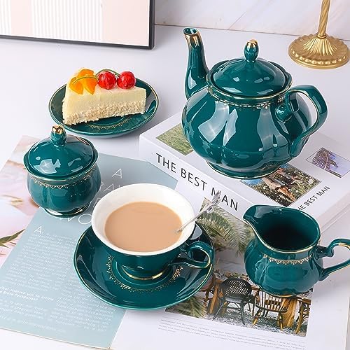 CHENP.HMC Tea Set 22-Piece Porcelain Ceramic Coffee Tea Sets Cups