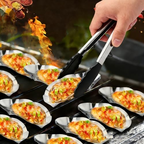 304SS Oyster Grill Tray and Silicone Tongs BBQ Set, 16-Piece