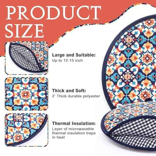 2 Pcs 10" 12" Tortilla Warmer Pouch, Mexican Tile