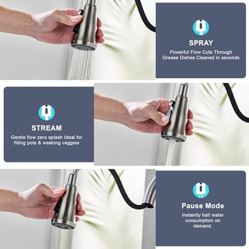 Pull-Down Kitchen Faucet with Glass Rinser, Brushed Nickel