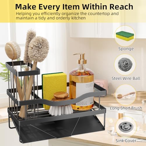 Mecyfaty Stainless Steel Sink Caddy with Drain Tray