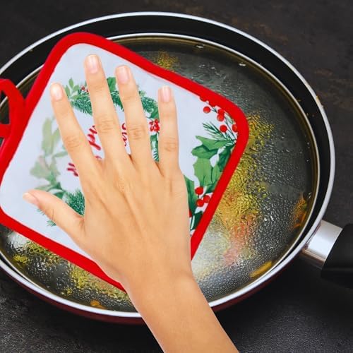 6-Piece Happy Holidays Kitchen Set, 2 Towels 2 Pot Holders Oven Mitt
