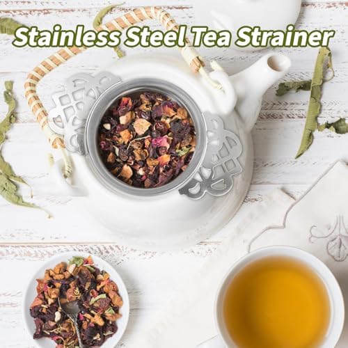 Silver Stainless Steel Tea Strainer with Drip Bowl Set with Handle