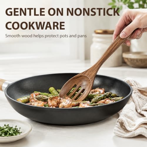KITEISCAT Acacia Wooden Spoons for Cooking: 5-Piece Kitchen & Cooking