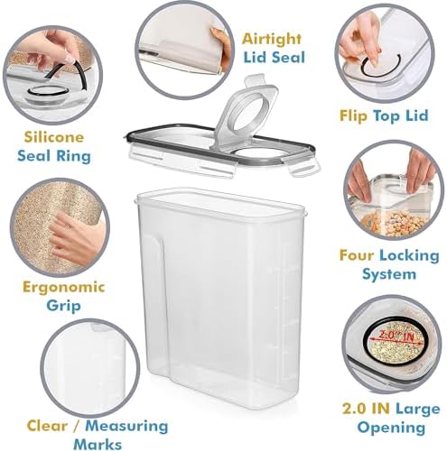 Shazo Small Airtight Cereal Containers, 2 PC, 2.5L