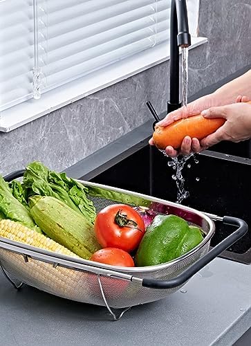 Fine Mesh Colander Over The Sink 6 Quart Stainless Steel Strainer
