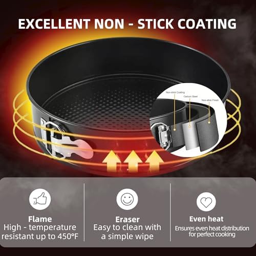6PCS Nonstick Springform Pan Set Round Baking Pans Removable Bottom