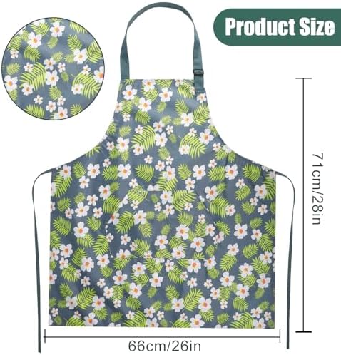 Jeffbaubl 4 Pack Floral Aprons with Pocket, Adjustable Cooking Aprons
