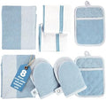 Casa Platino Silicone Oven Mitts, 8-Piece, Cornflower