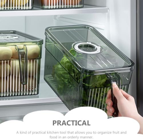 Green Refrigerator Produce Storage Container with Vented Lid Dial for
